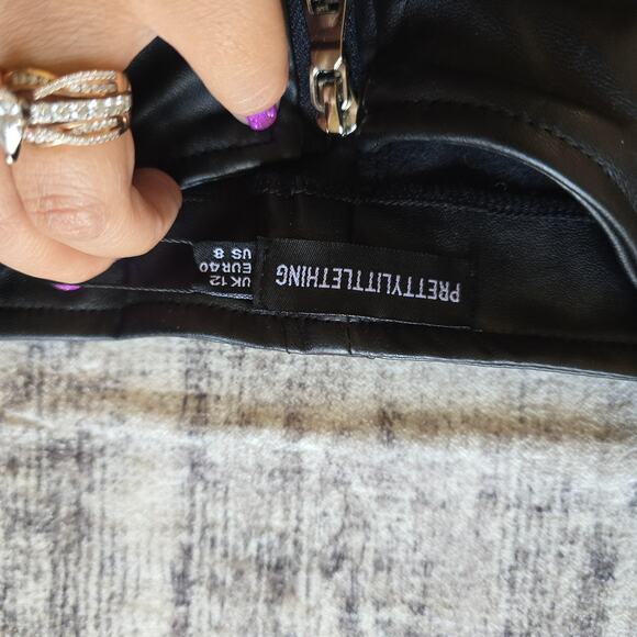 PrettyLittleThing Jumpsuit Womens 12 Black Leatherette Biker Moto Steam Punk NEW - Picture 7 of 16